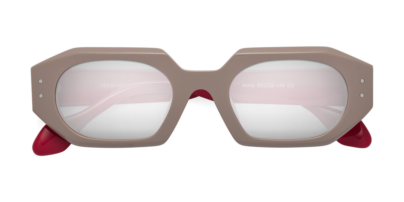 Molly - Pinkish Gray / Red Flash Mirrored Sunglasses