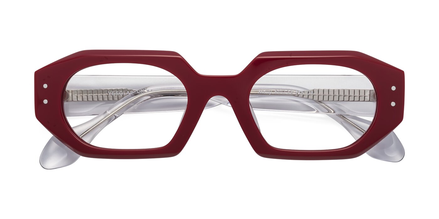 Molly - Maroon / Clear Eyeglasses