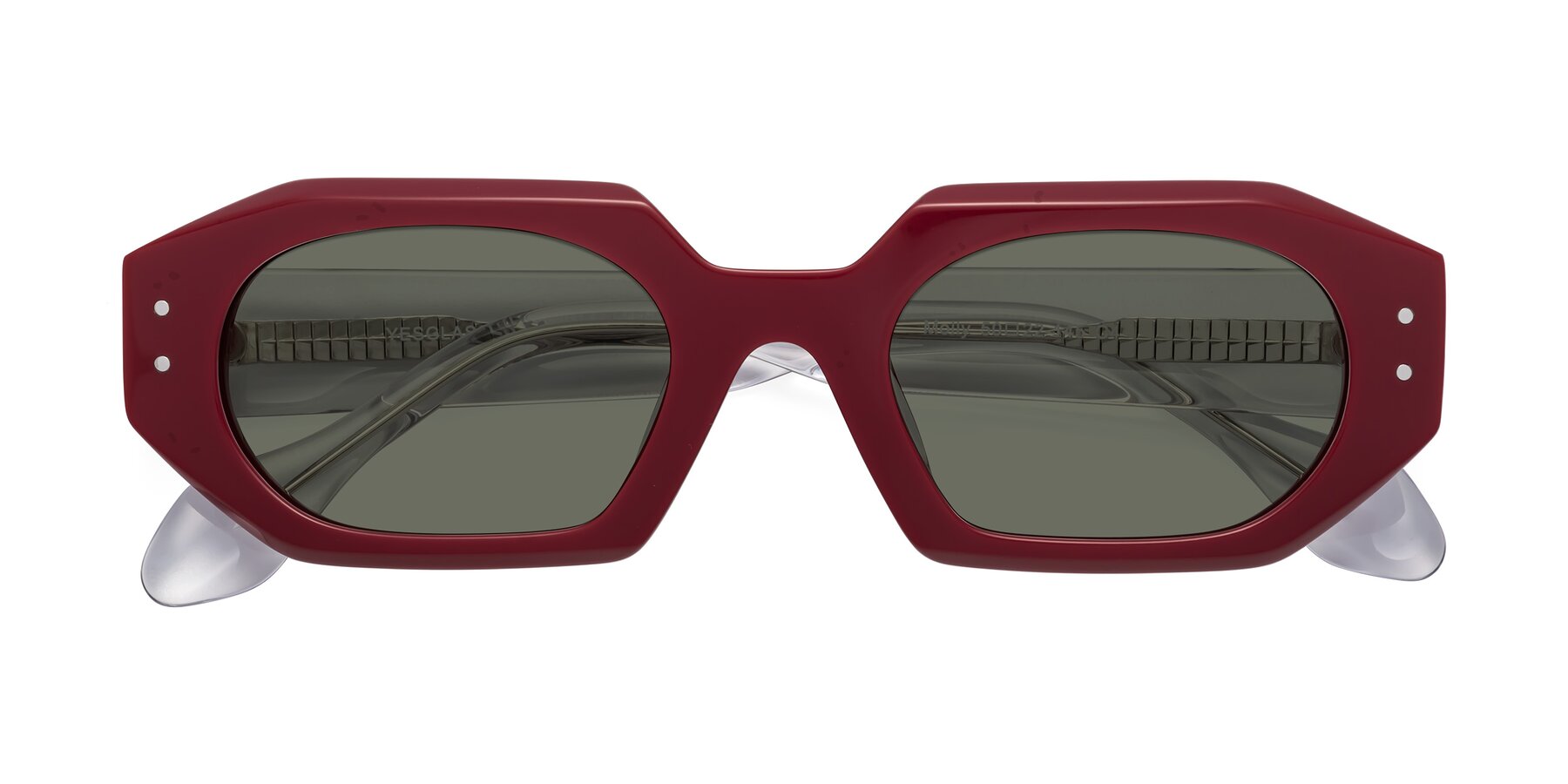 Folded Front of Molly in Maroon-Clear with Gray Polarized Lenses