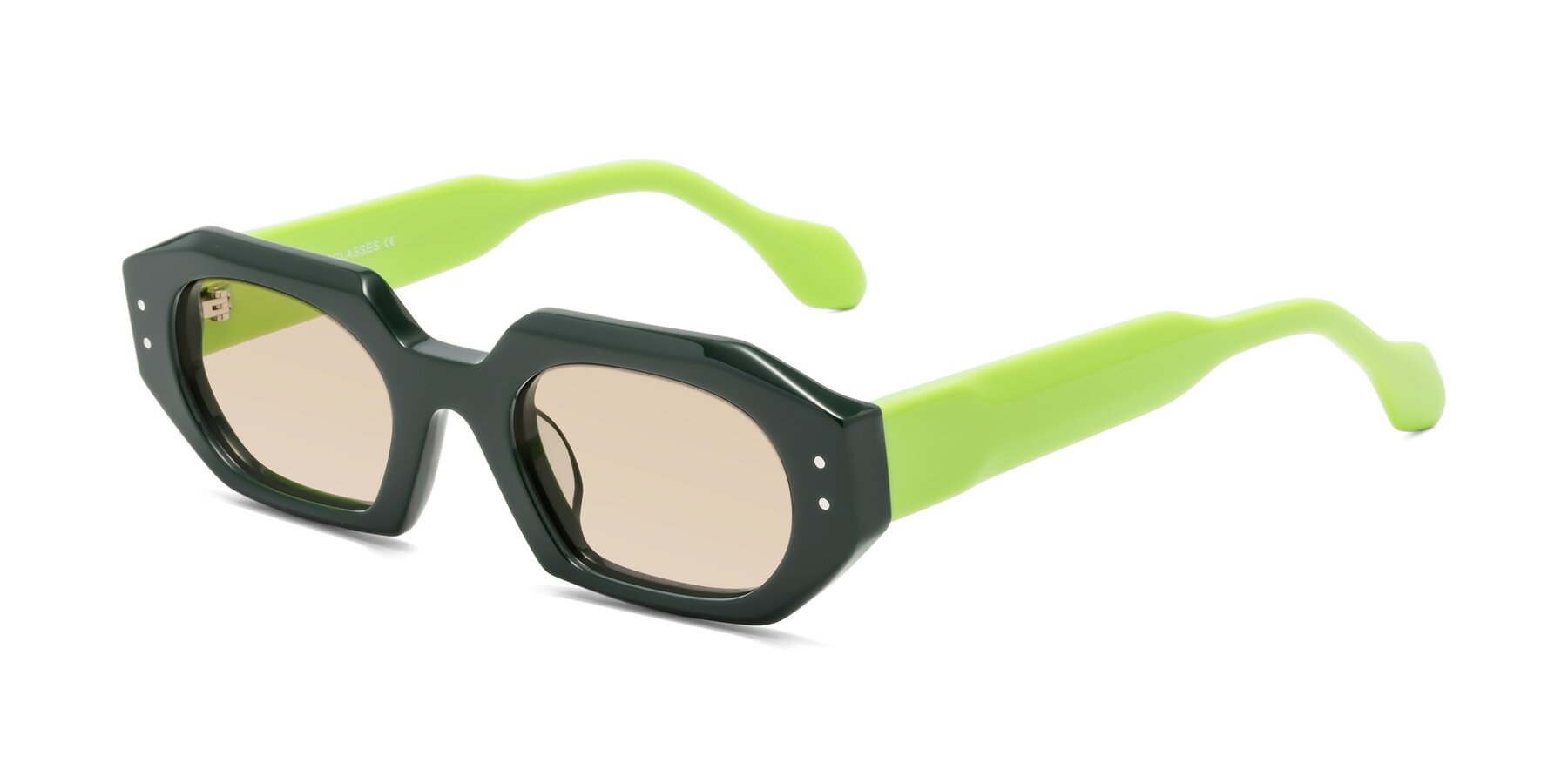 Angle of Molly in Forest-Lime with Light Brown Tinted Lenses