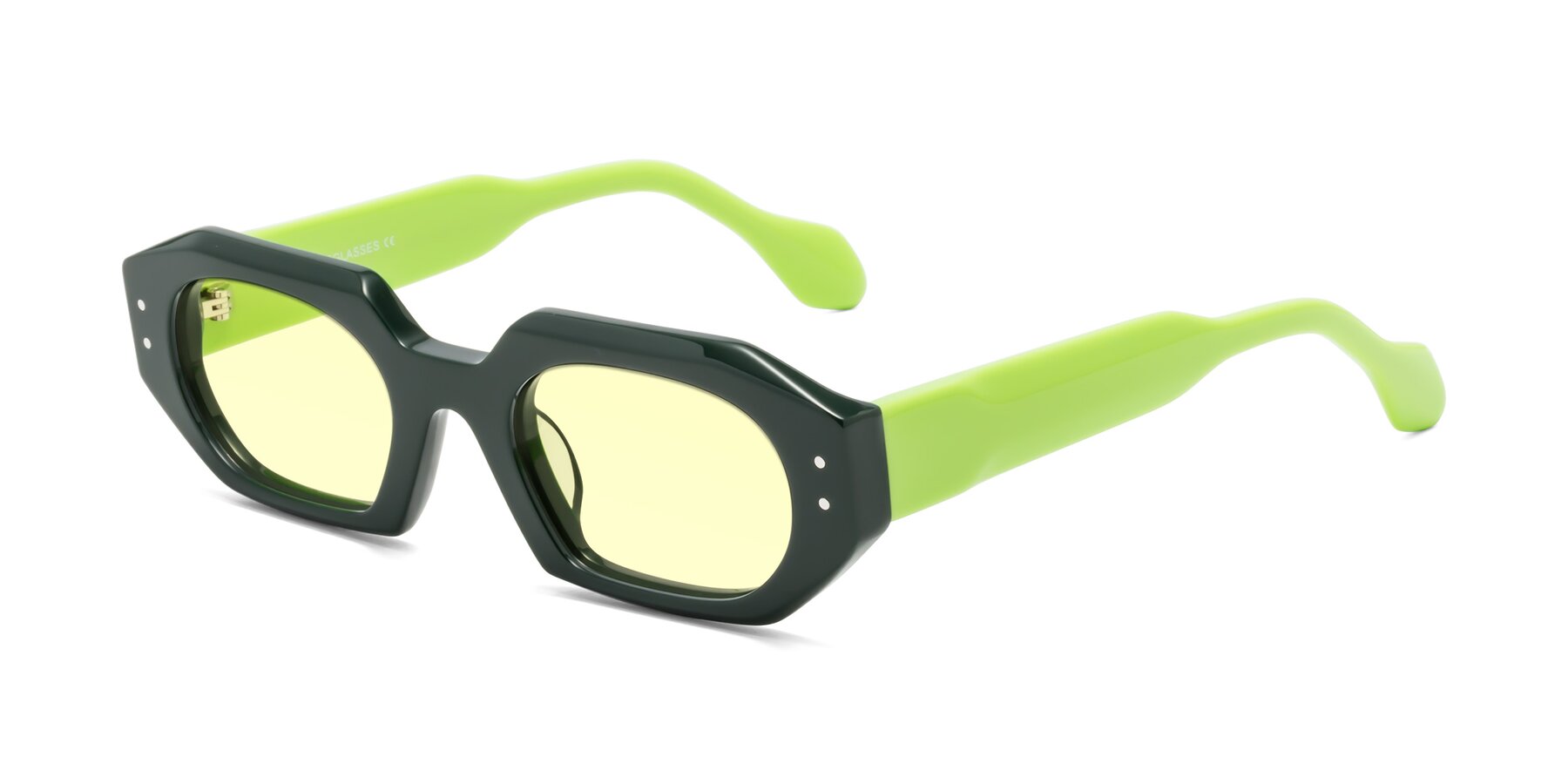 Angle of Molly in Forest-Lime with Light Yellow Tinted Lenses