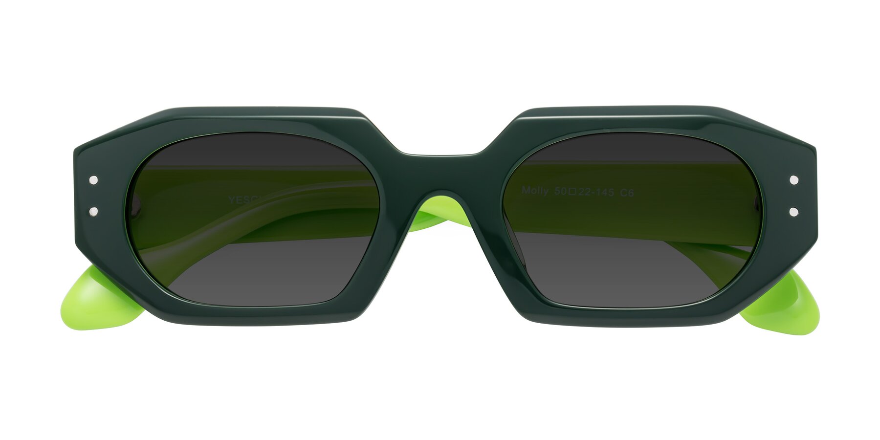 Folded Front of Molly in Forest-Lime with Gray Tinted Lenses