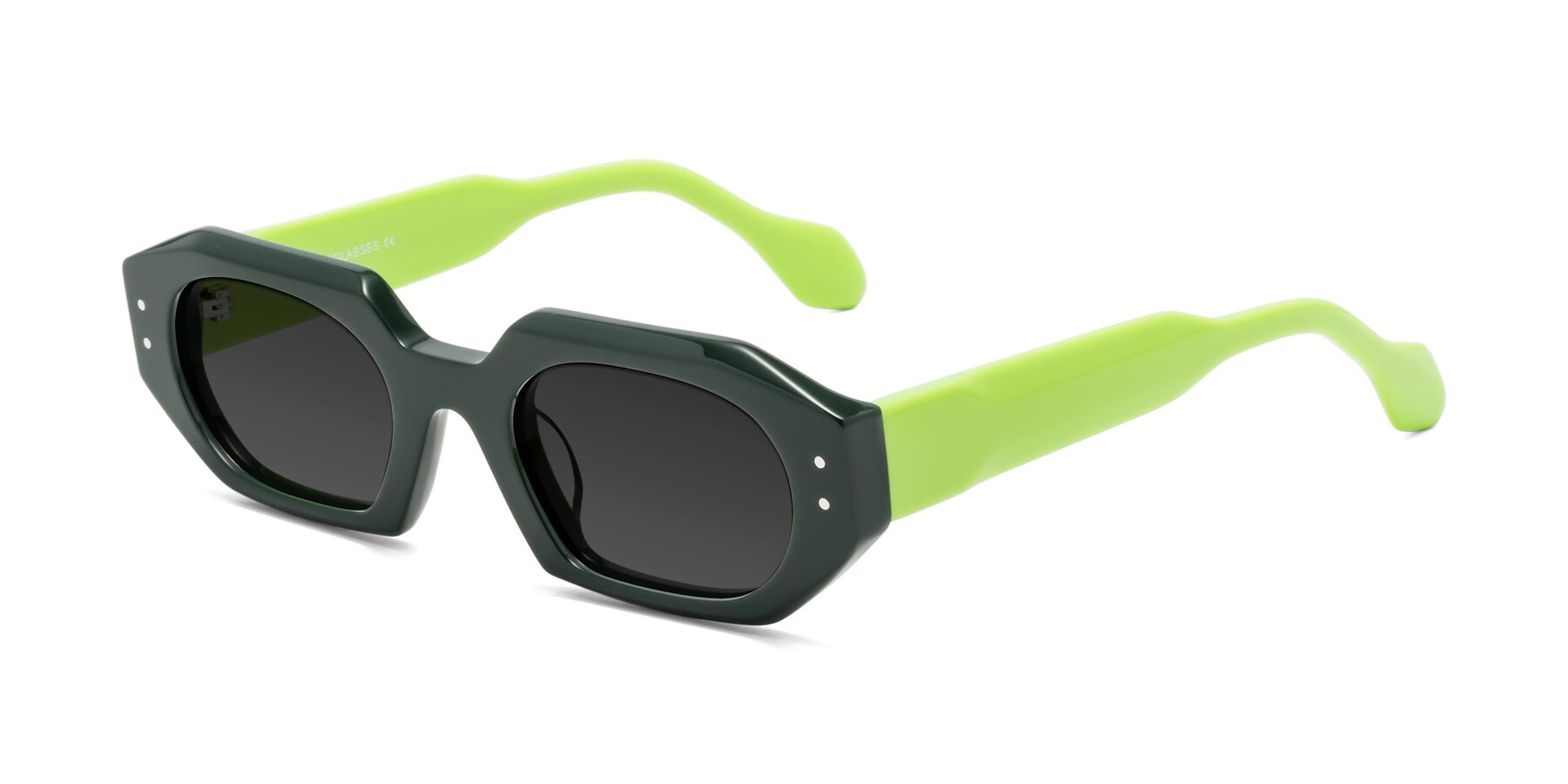 Angle of Molly in Forest-Lime with Gray Tinted Lenses
