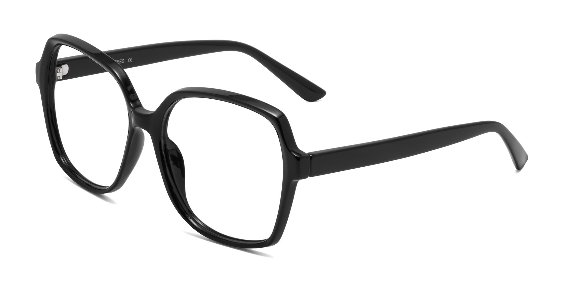 Angle of Kamana in Black with Clear Blue Light Blocking Lenses