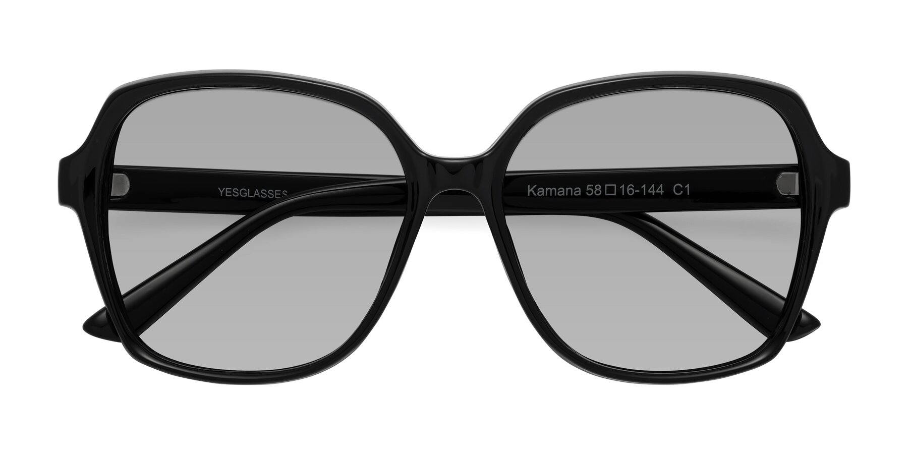 Folded Front of Kamana in Black with Light Gray Tinted Lenses