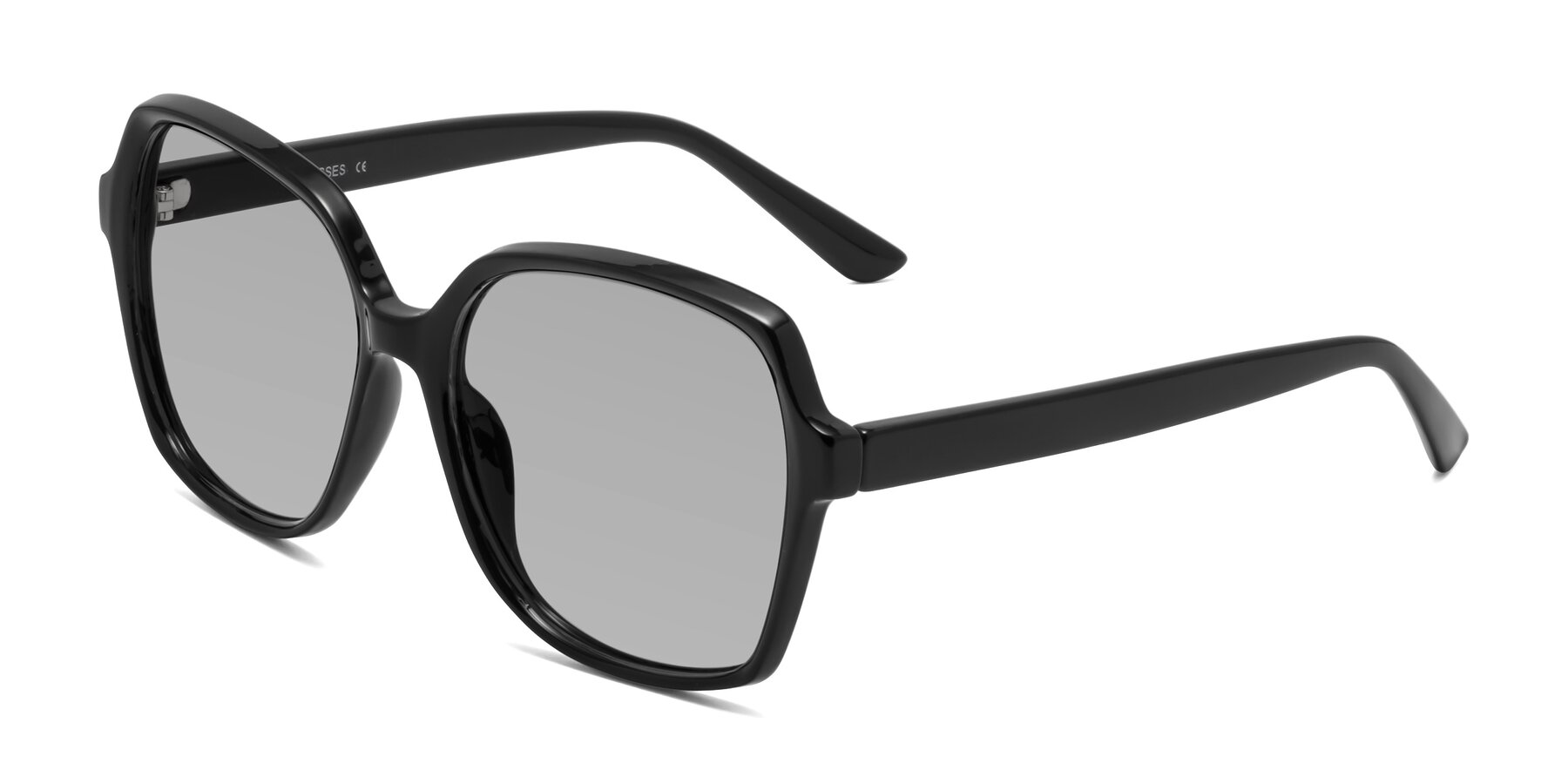 Angle of Kamana in Black with Light Gray Tinted Lenses