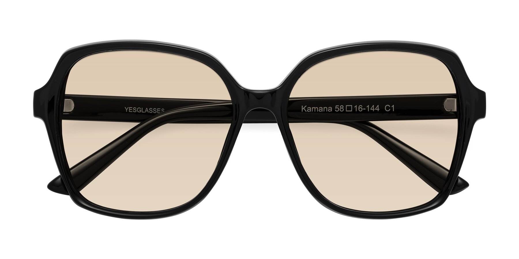 Folded Front of Kamana in Black with Light Brown Tinted Lenses