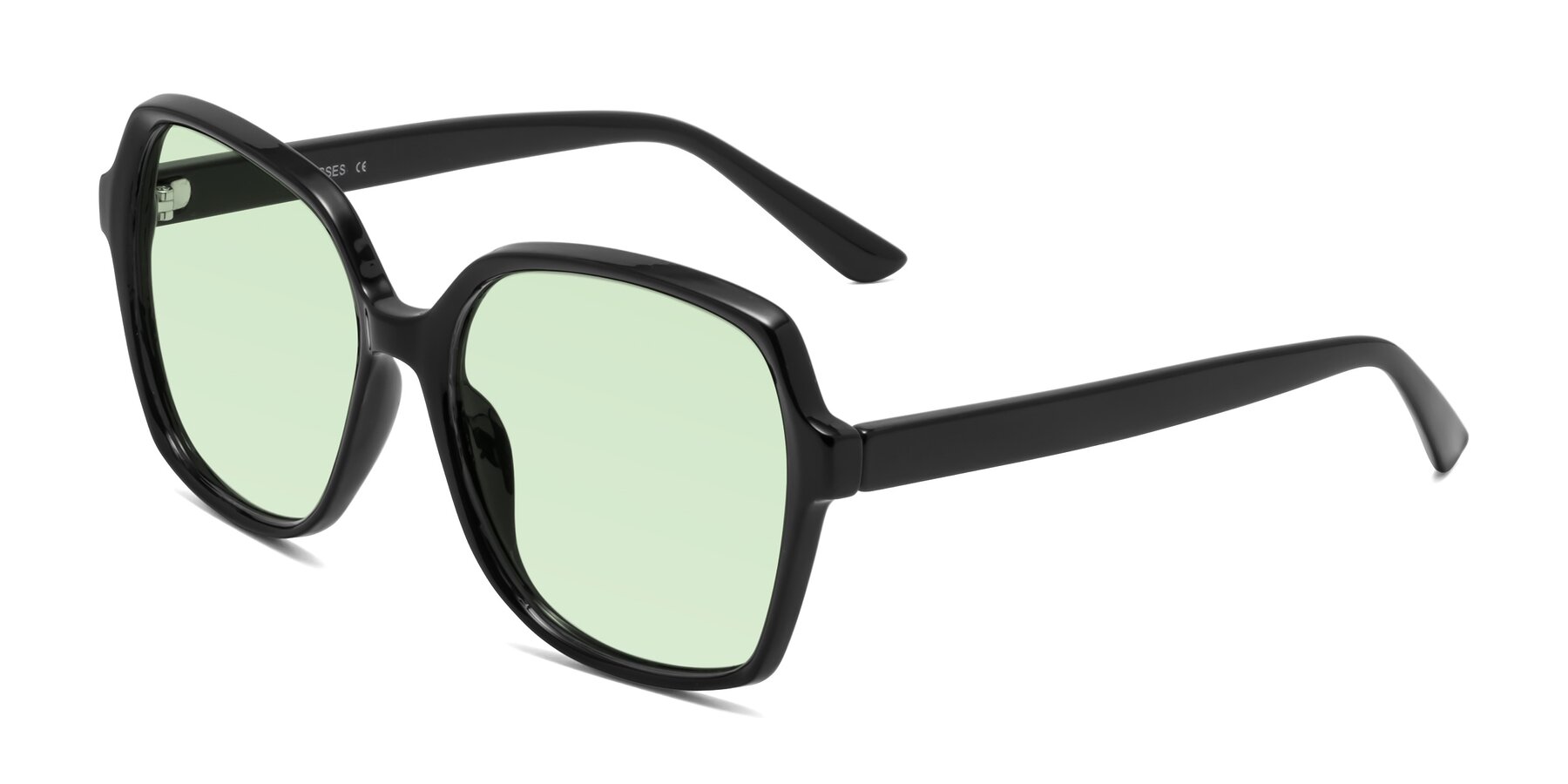 Angle of Kamana in Black with Light Green Tinted Lenses