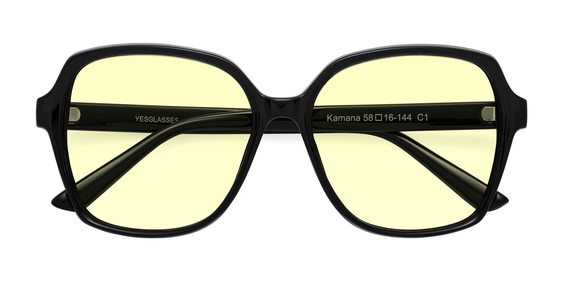 Folded Front of Kamana in Black with Light Yellow Tinted Lenses