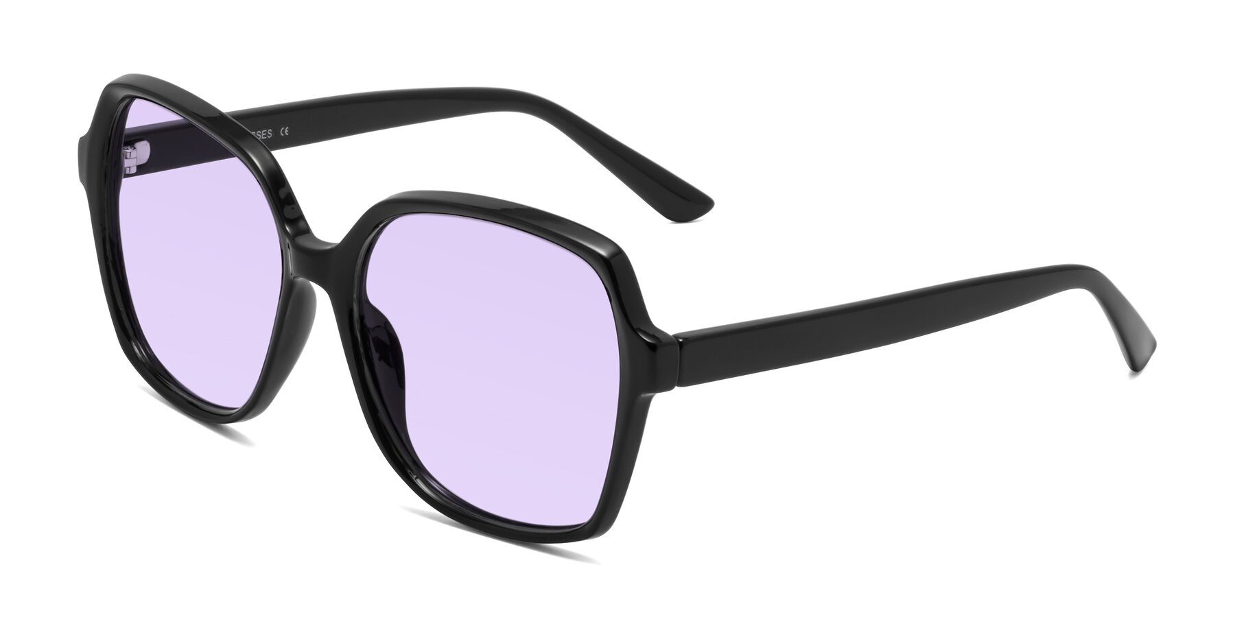 Angle of Kamana in Black with Light Purple Tinted Lenses