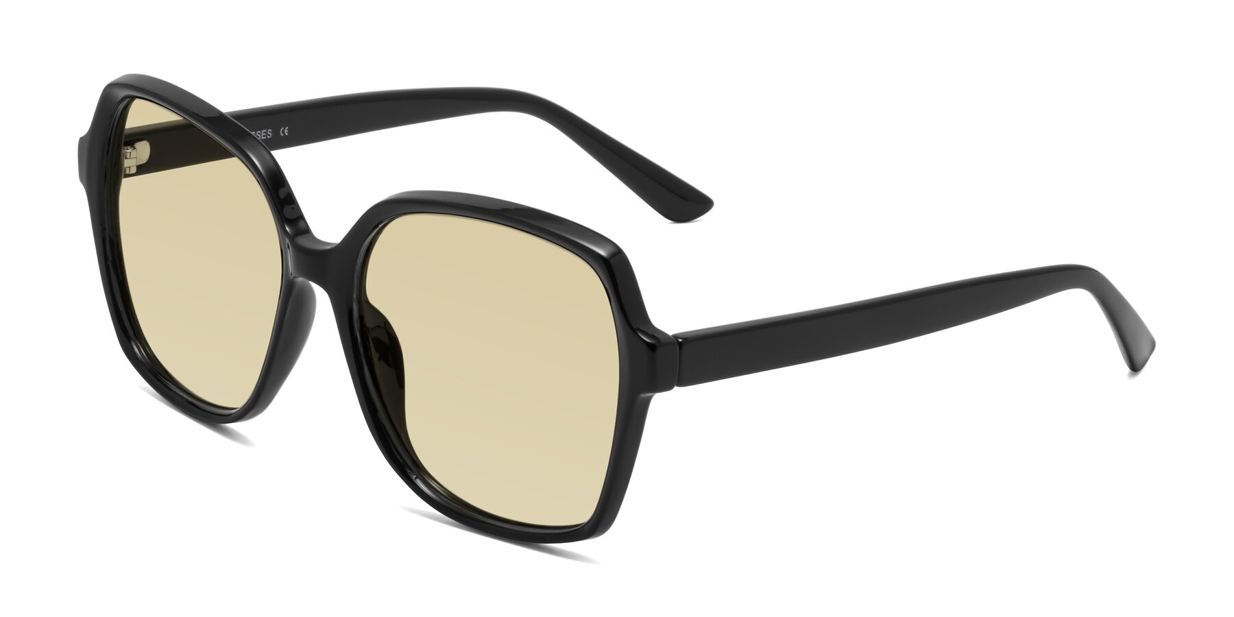 Angle of Kamana in Black with Light Champagne Tinted Lenses