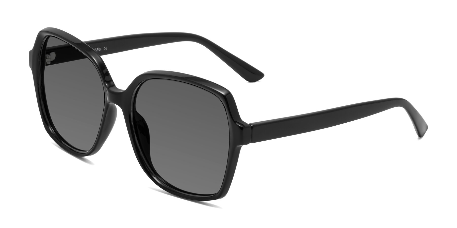 Angle of Kamana in Black with Medium Gray Tinted Lenses