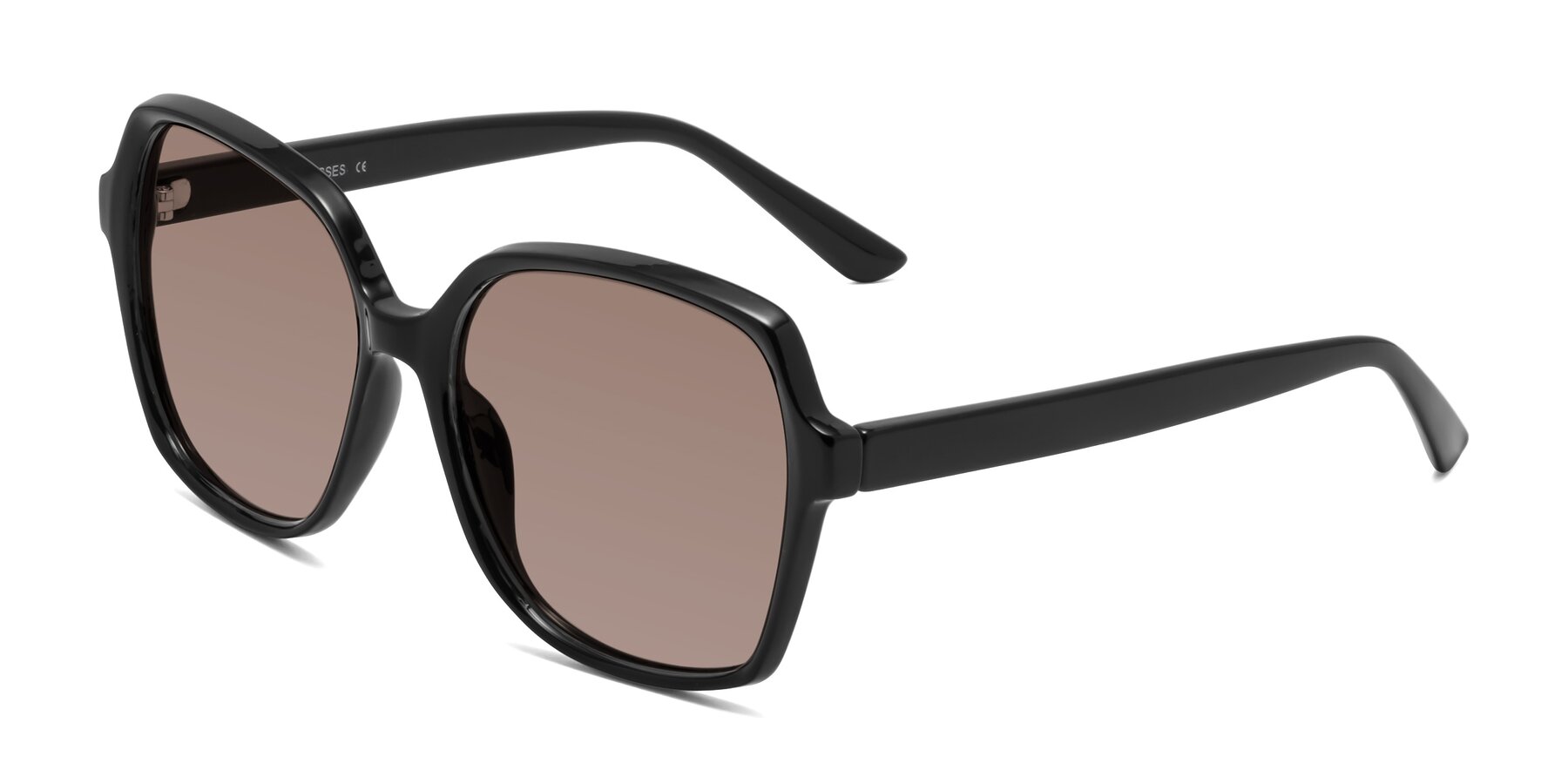Angle of Kamana in Black with Medium Brown Tinted Lenses