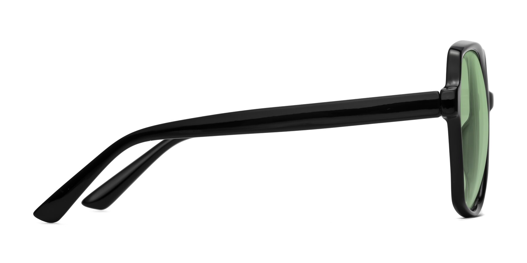 Side of Kamana in Black with Medium Green Tinted Lenses