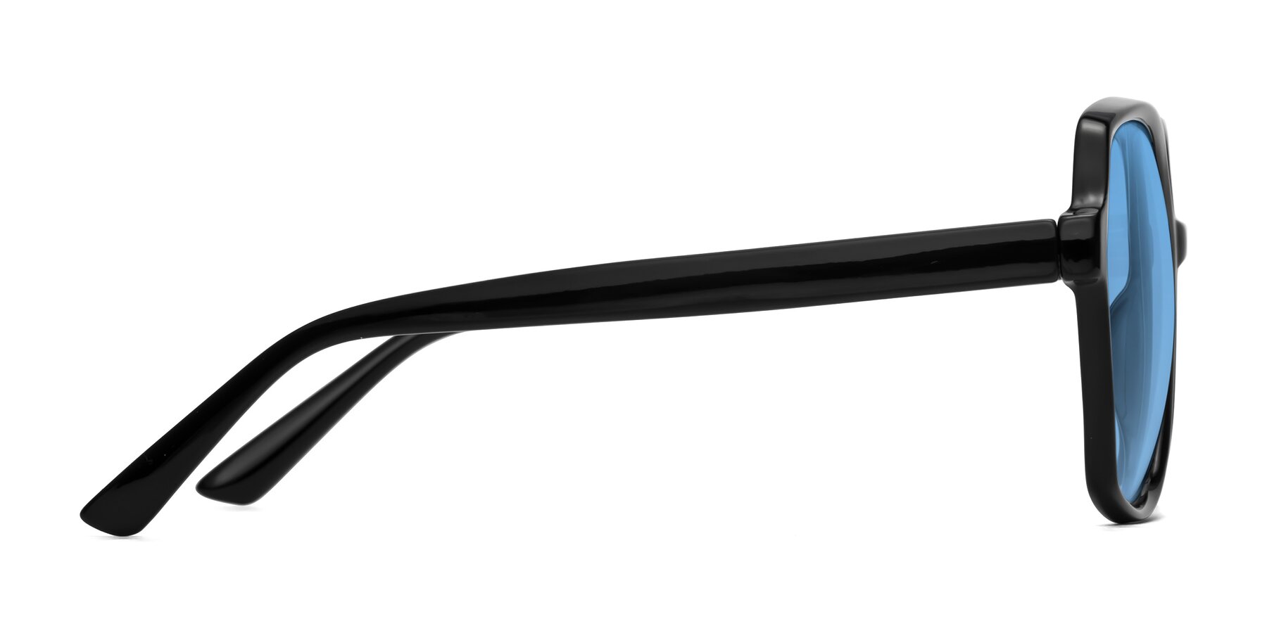 Side of Kamana in Black with Medium Blue Tinted Lenses