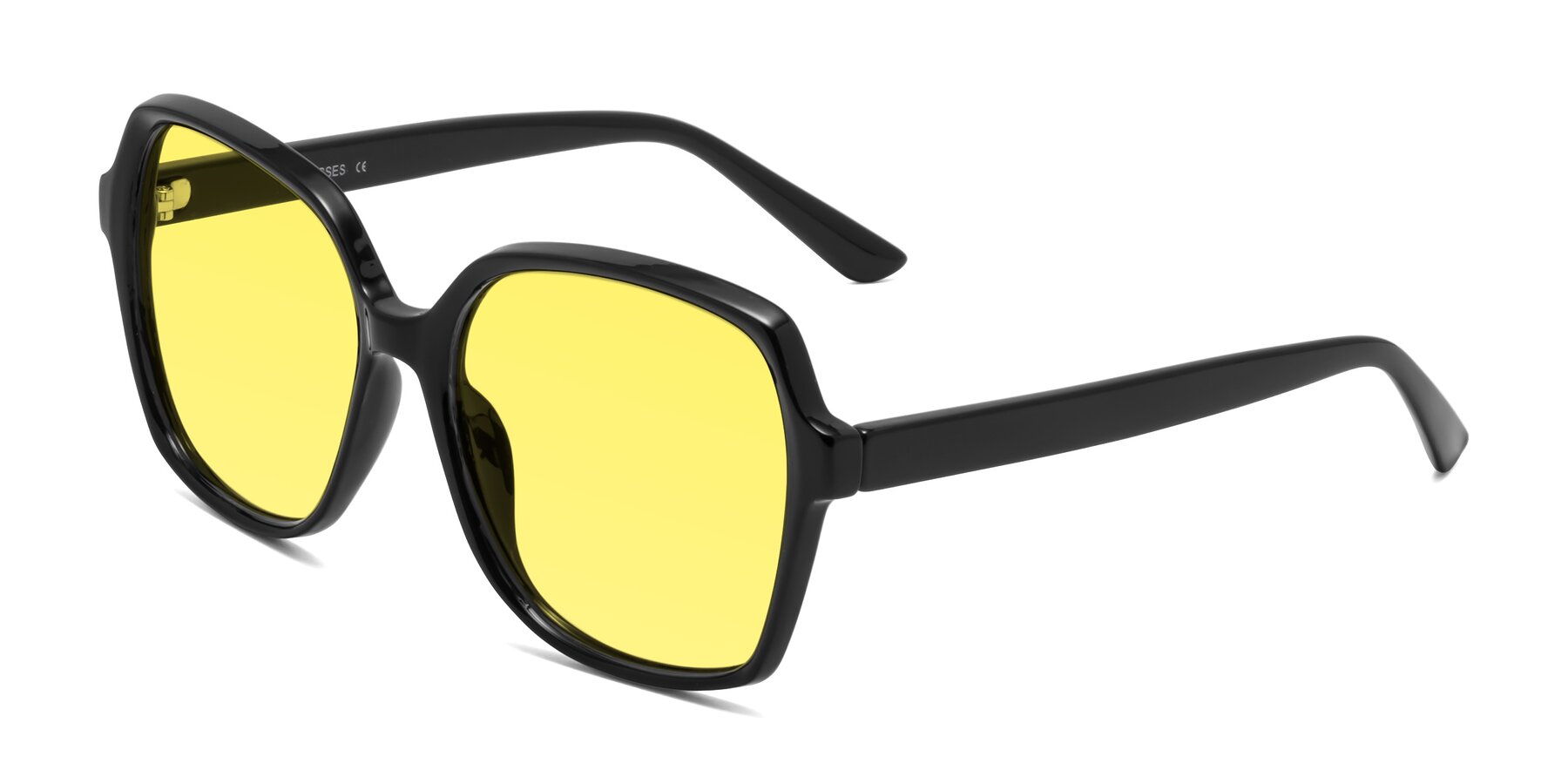 Angle of Kamana in Black with Medium Yellow Tinted Lenses