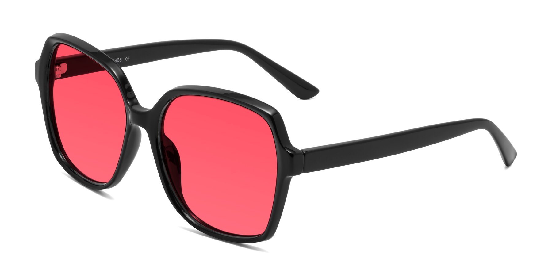 Angle of Kamana in Black with Red Tinted Lenses