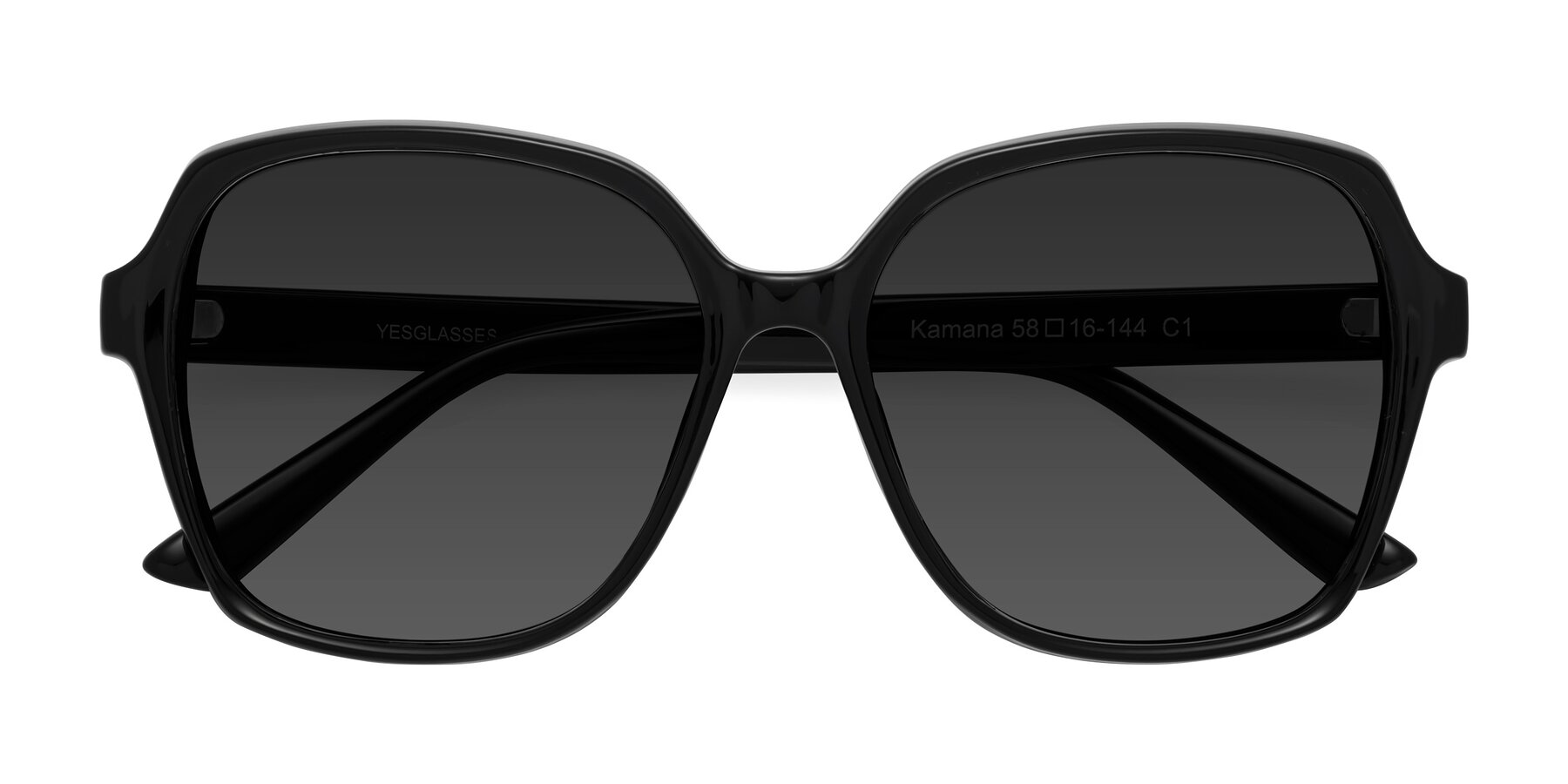 Folded Front of Kamana in Black with Gray Tinted Lenses