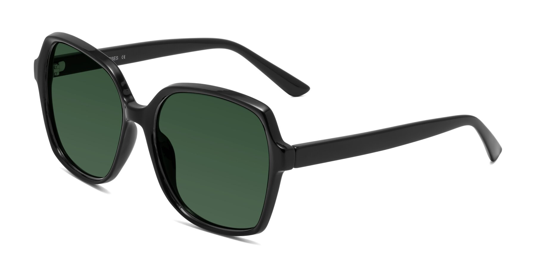 Angle of Kamana in Black with Green Tinted Lenses