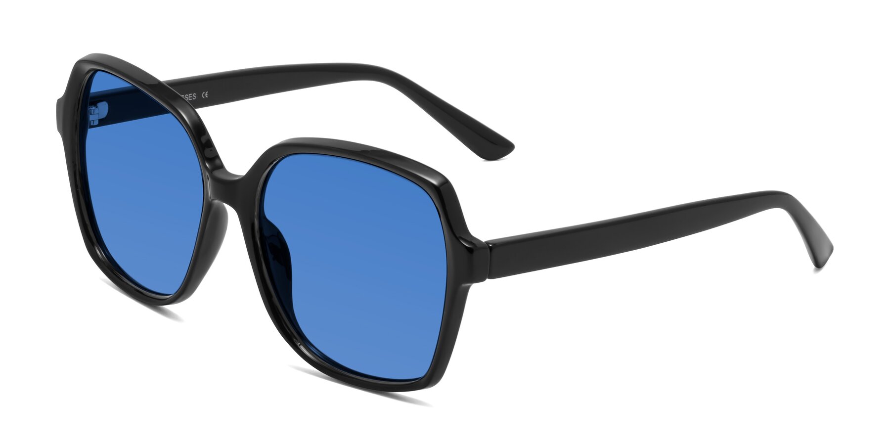 Angle of Kamana in Black with Blue Tinted Lenses