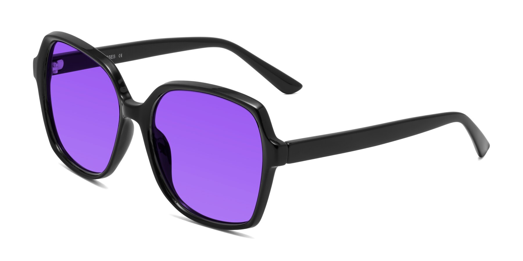 Angle of Kamana in Black with Purple Tinted Lenses