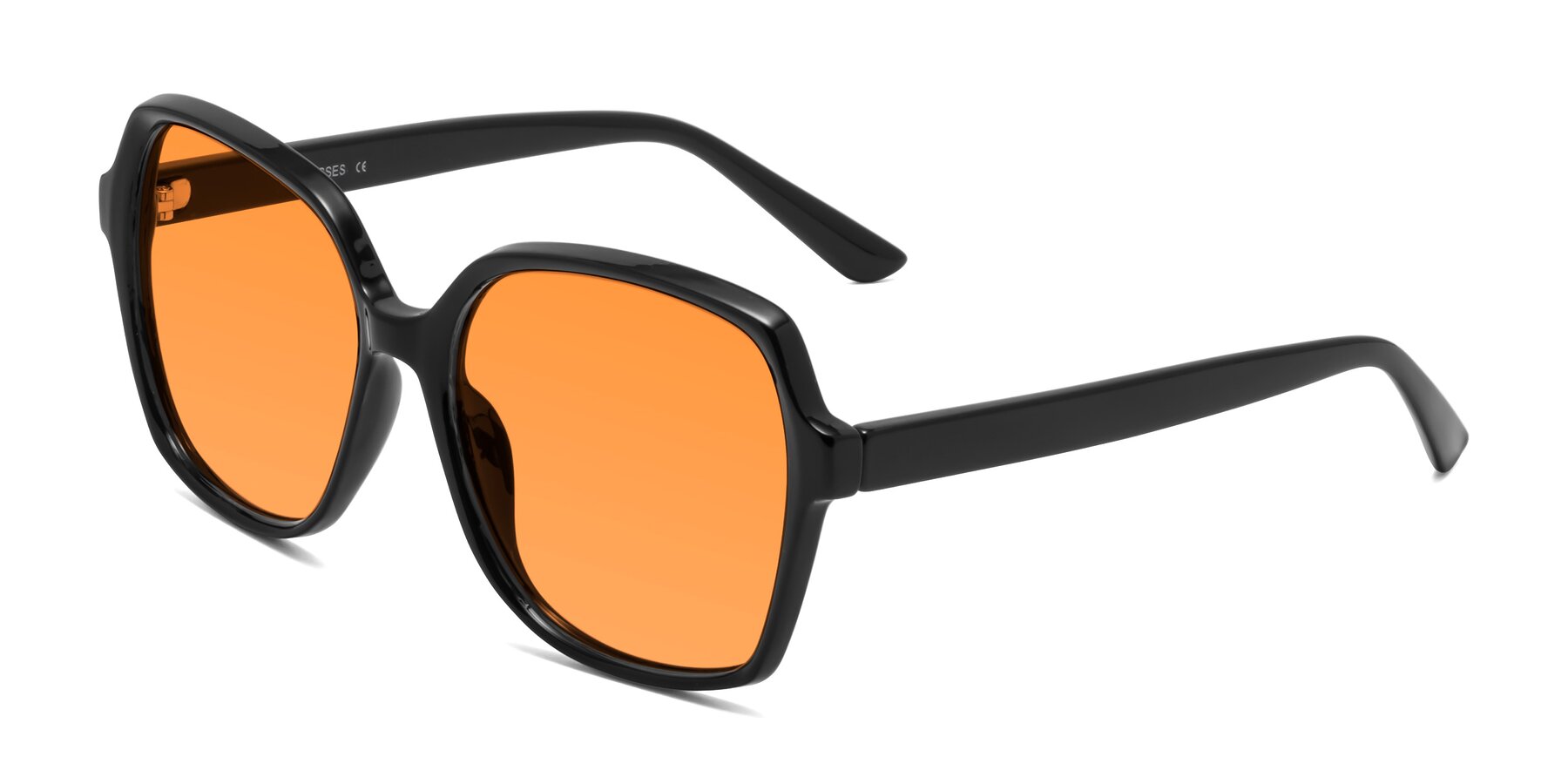 Angle of Kamana in Black with Orange Tinted Lenses
