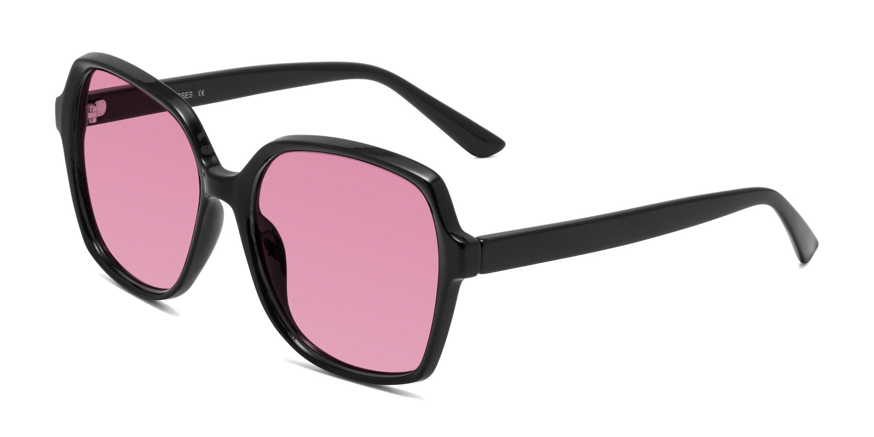 Angle of Kamana in Black with Medium Wine Tinted Lenses