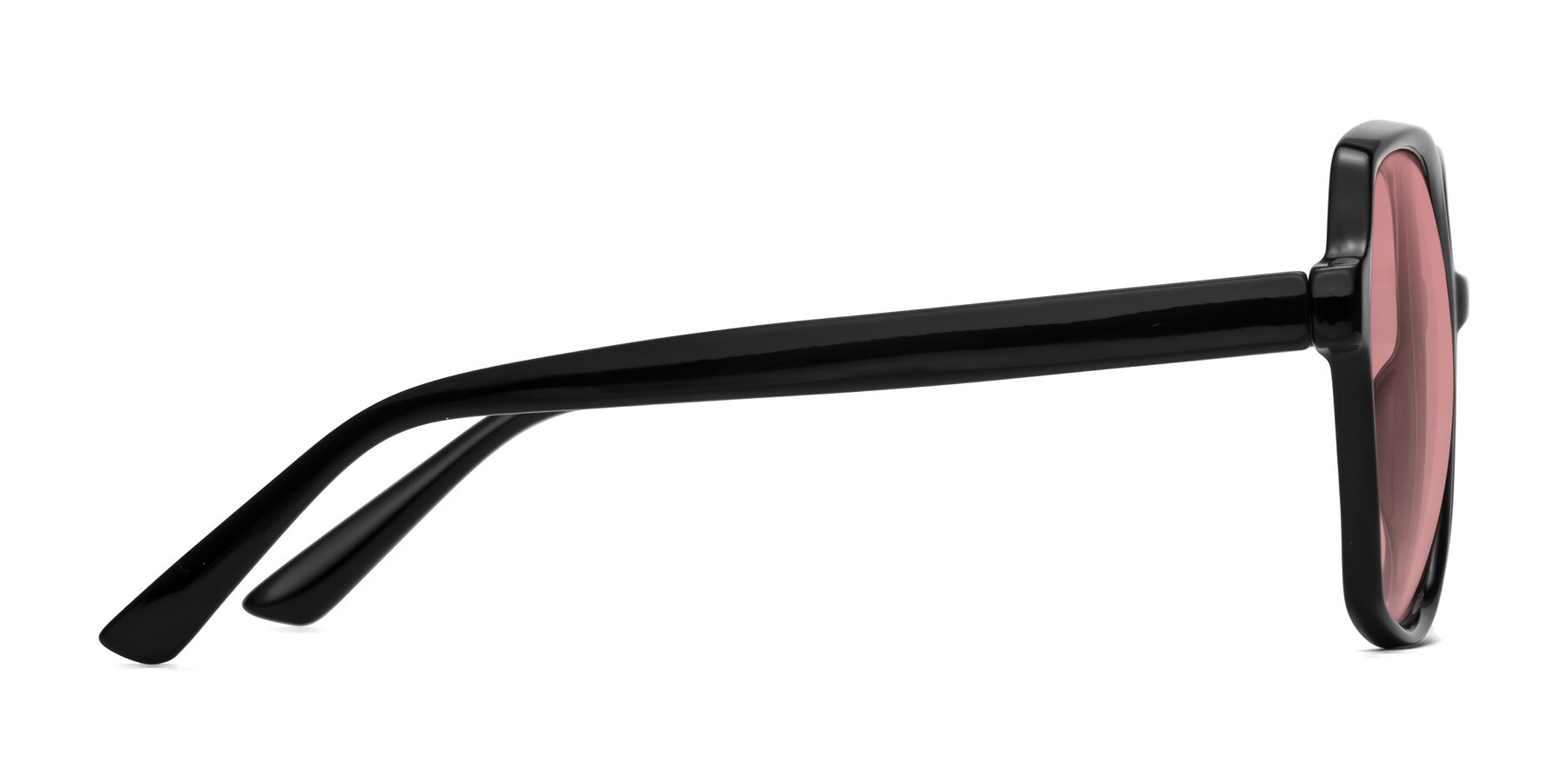 Side of Kamana in Black with Medium Garnet Tinted Lenses