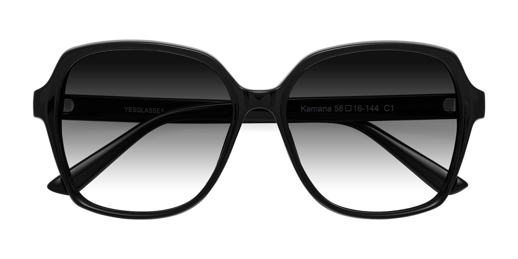 Folded Front of Kamana in Black with Gray Gradient Lenses