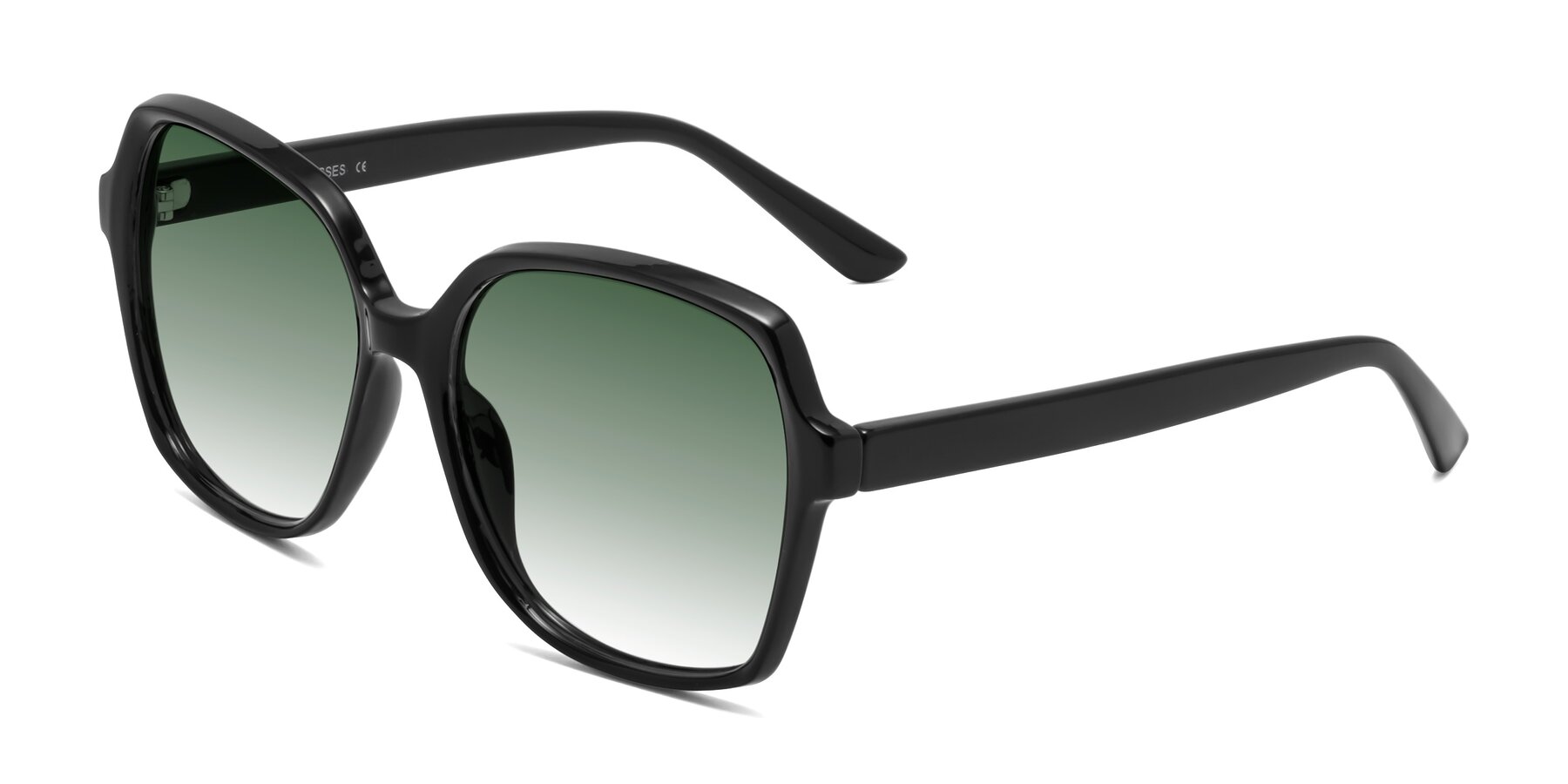 Angle of Kamana in Black with Green Gradient Lenses