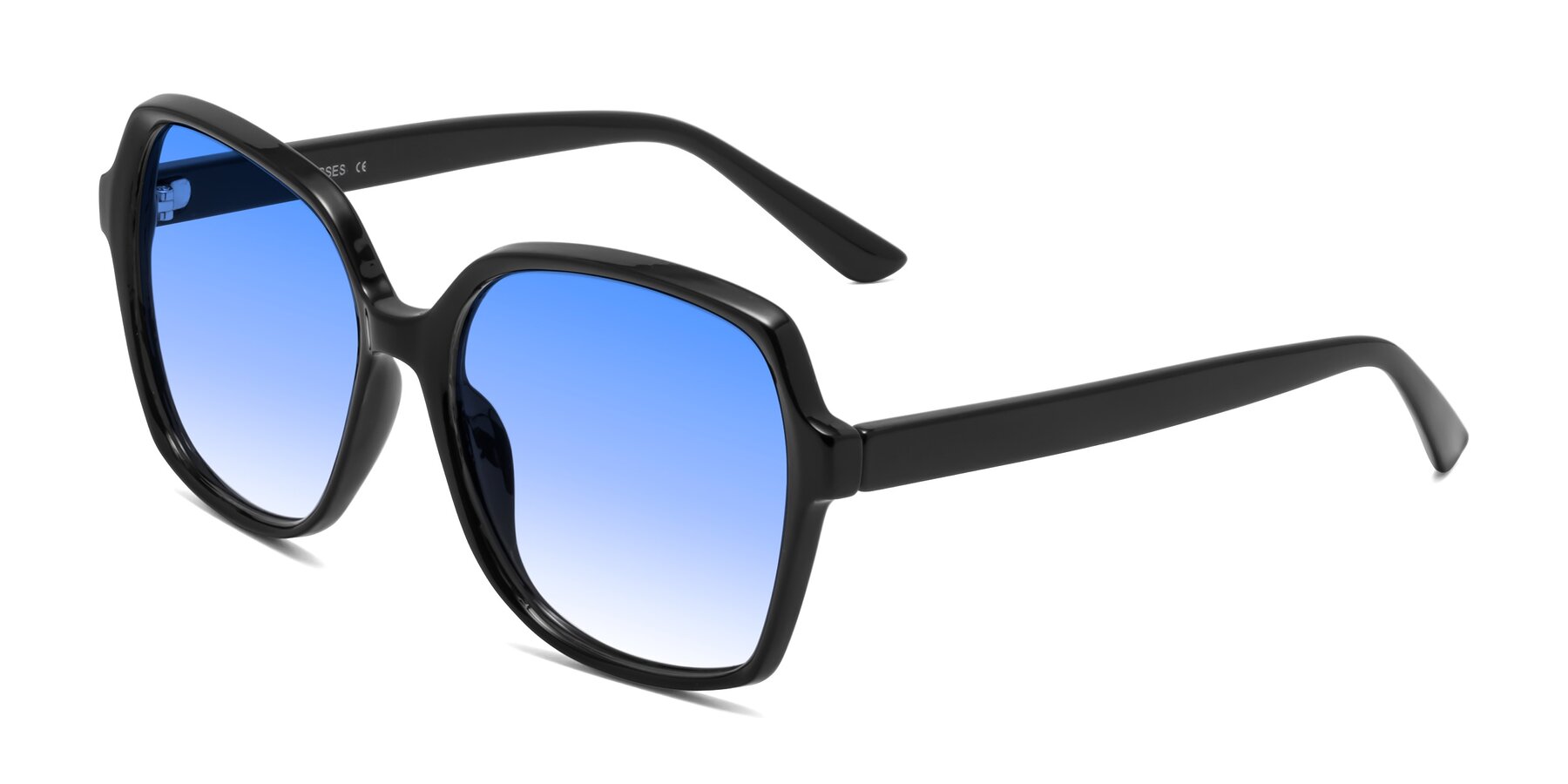 Angle of Kamana in Black with Blue Gradient Lenses