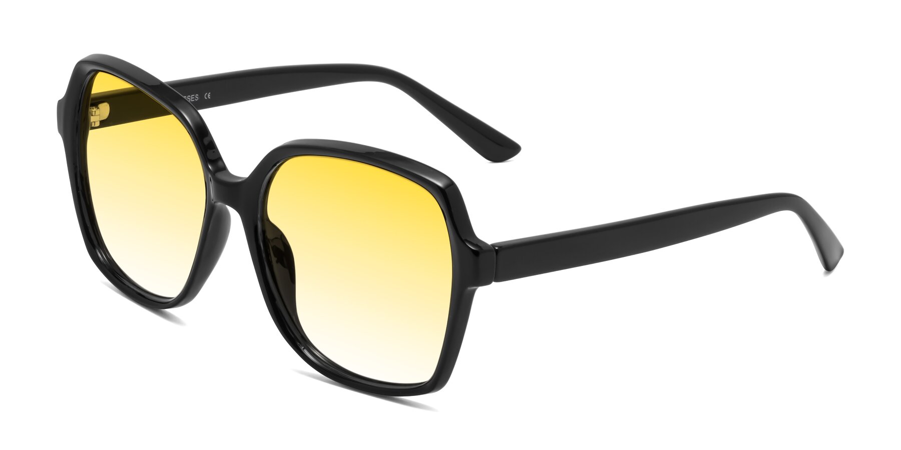 Angle of Kamana in Black with Yellow Gradient Lenses
