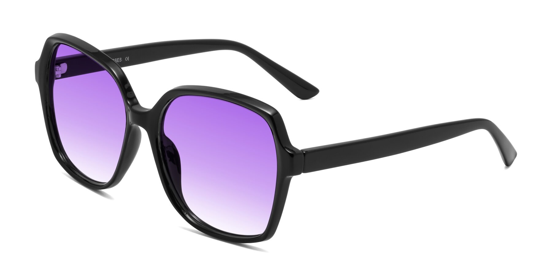Angle of Kamana in Black with Purple Gradient Lenses