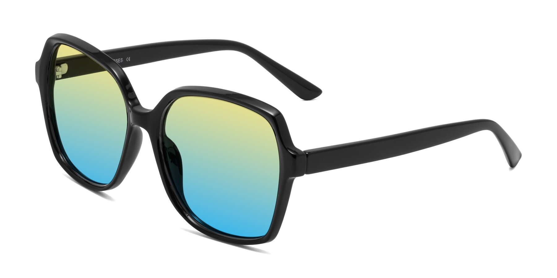 Angle of Kamana in Black with Yellow / Blue Gradient Lenses