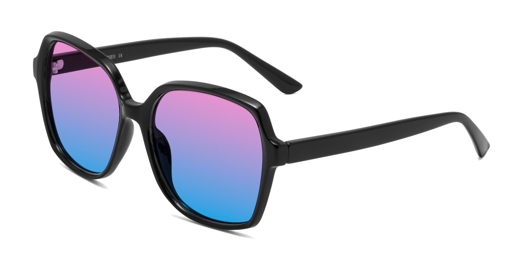 Angle of Kamana in Black with Pink / Blue Gradient Lenses