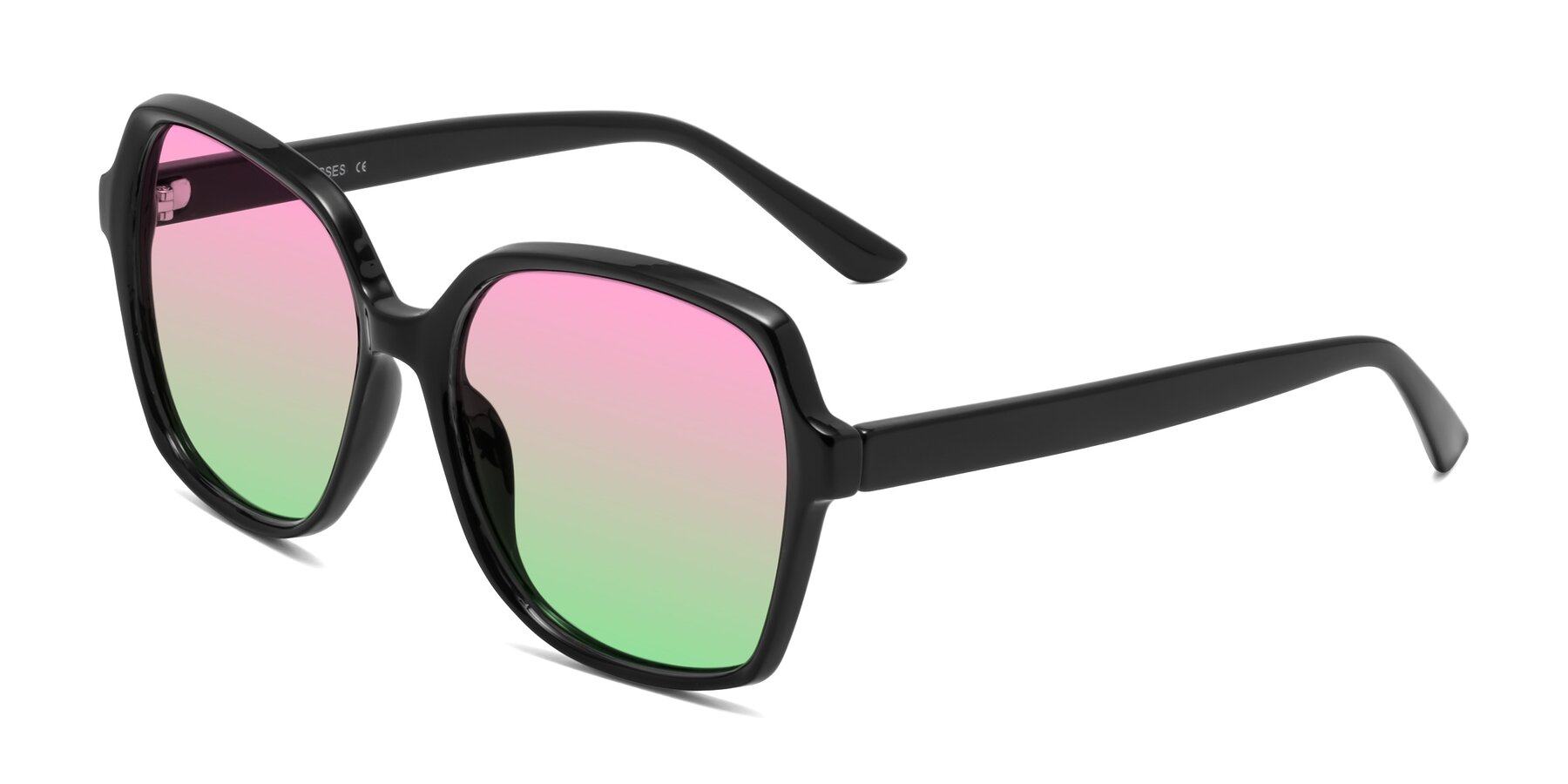 Angle of Kamana in Black with Pink / Green Gradient Lenses