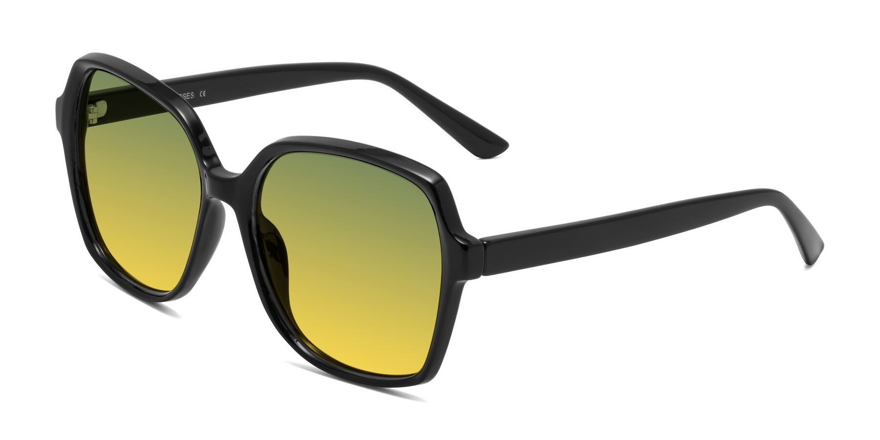 Angle of Kamana in Black with Green / Yellow Gradient Lenses