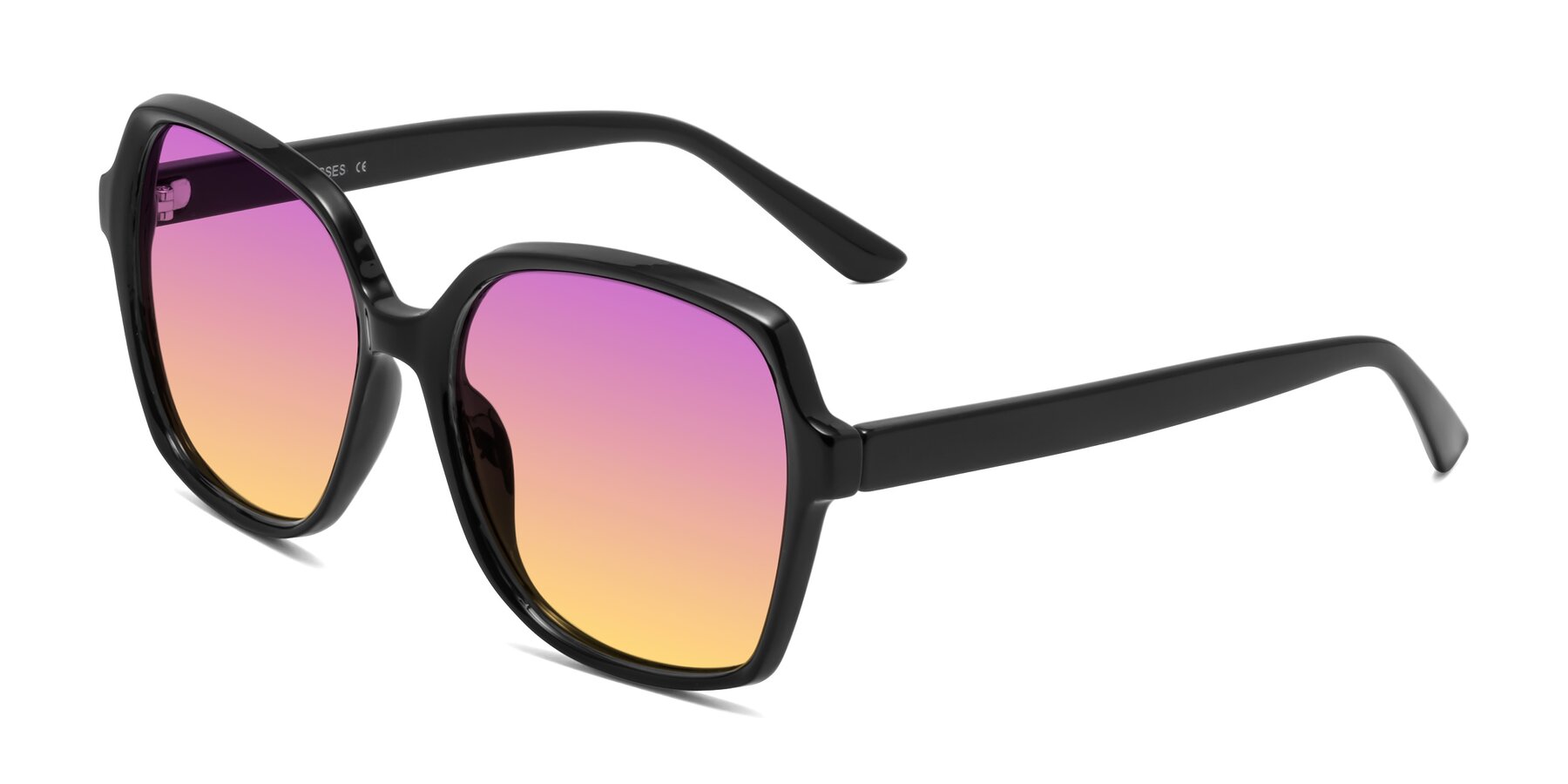 Angle of Kamana in Black with Purple / Yellow Gradient Lenses