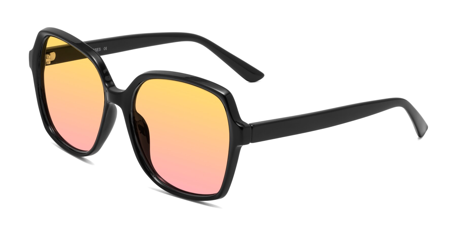 Angle of Kamana in Black with Yellow / Pink Gradient Lenses