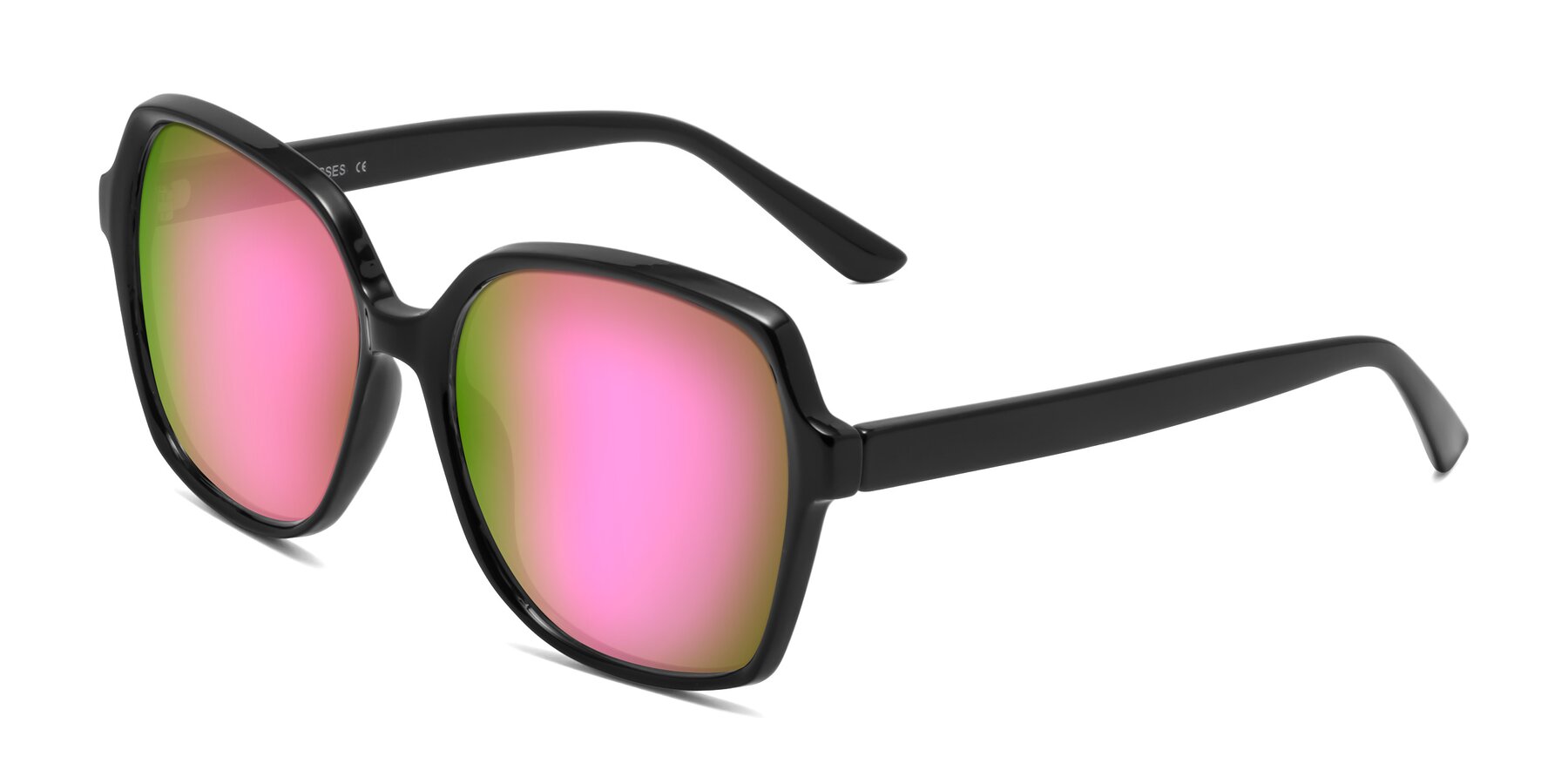 Angle of Kamana in Black with Pink Mirrored Lenses