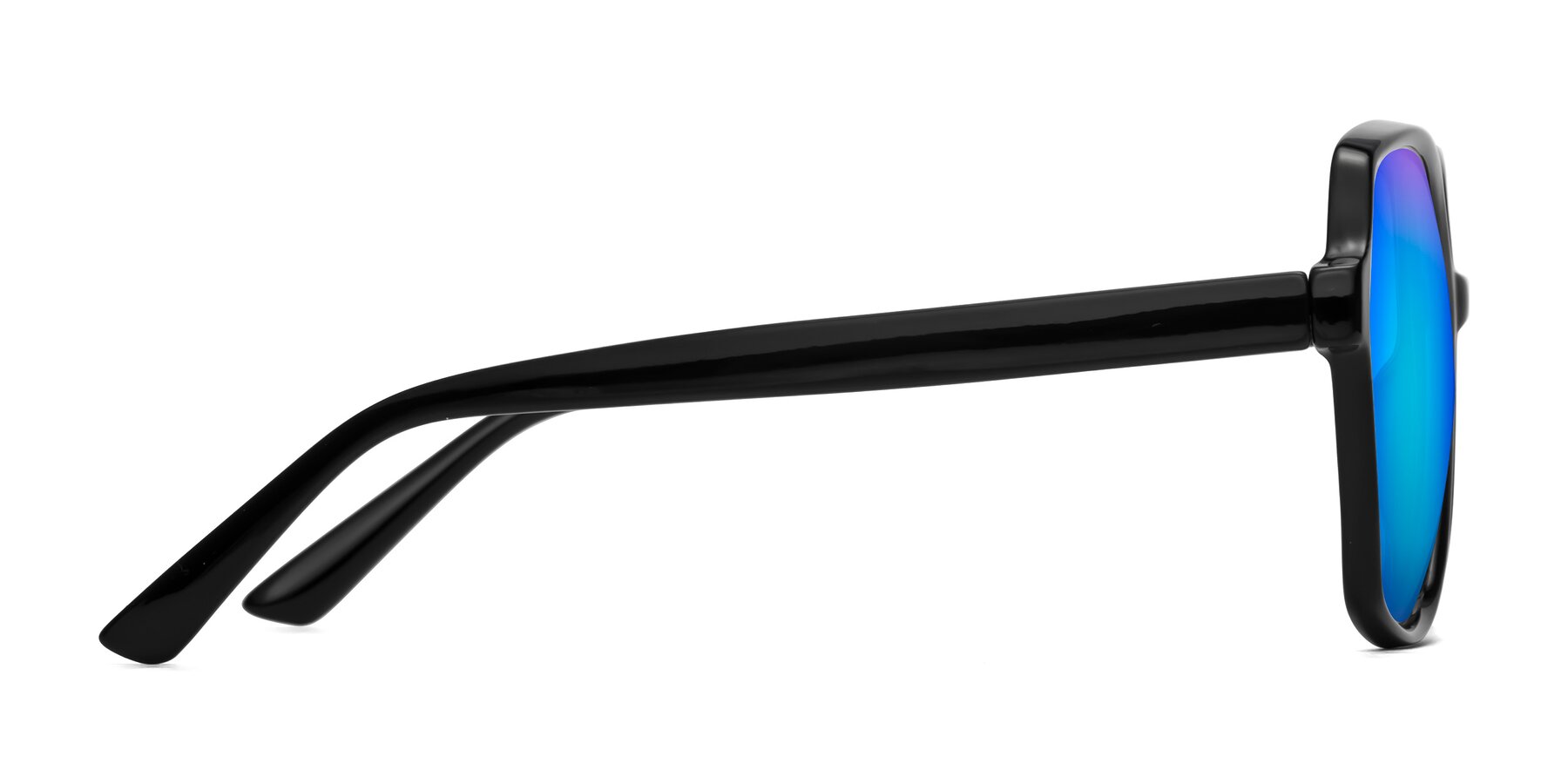 Side of Kamana in Black with Blue Mirrored Lenses