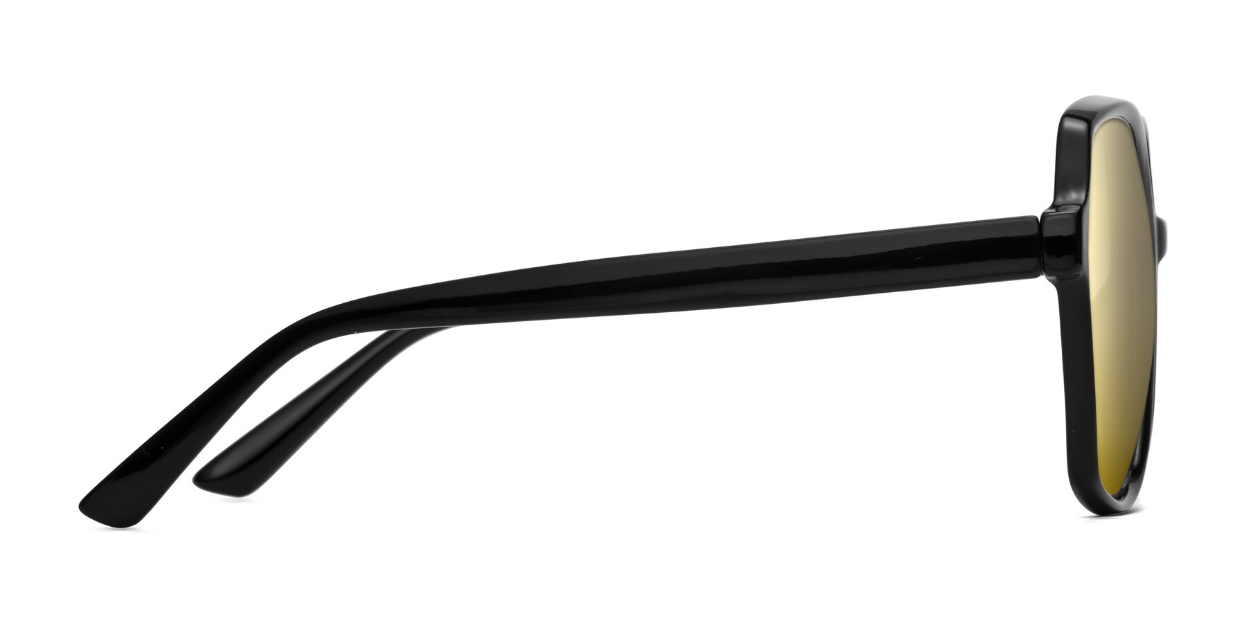 Side of Kamana in Black with Gold Mirrored Lenses