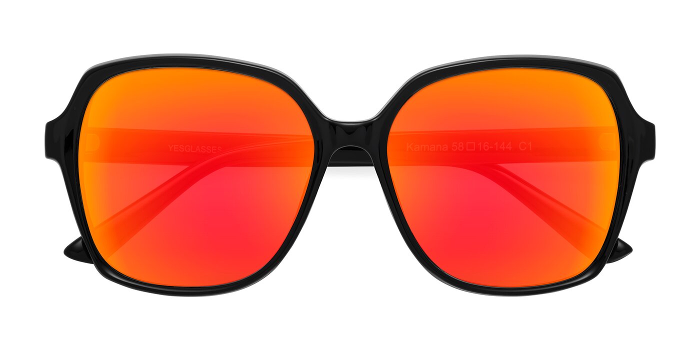 Kamana - Black Flash Mirrored Sunglasses