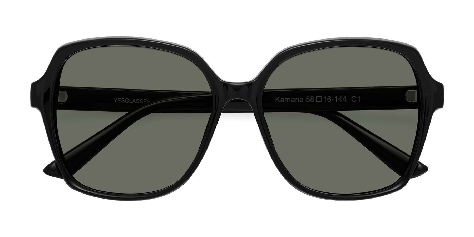 Folded Front of Kamana in Black with Gray Polarized Lenses