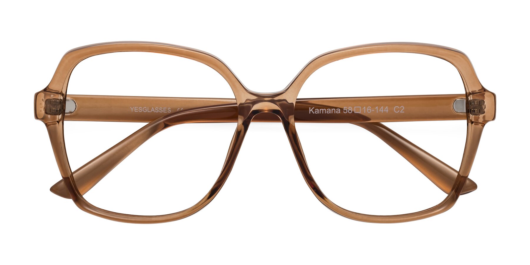 Folded Front of Kamana in Light Brown with Clear Blue Light Blocking Lenses