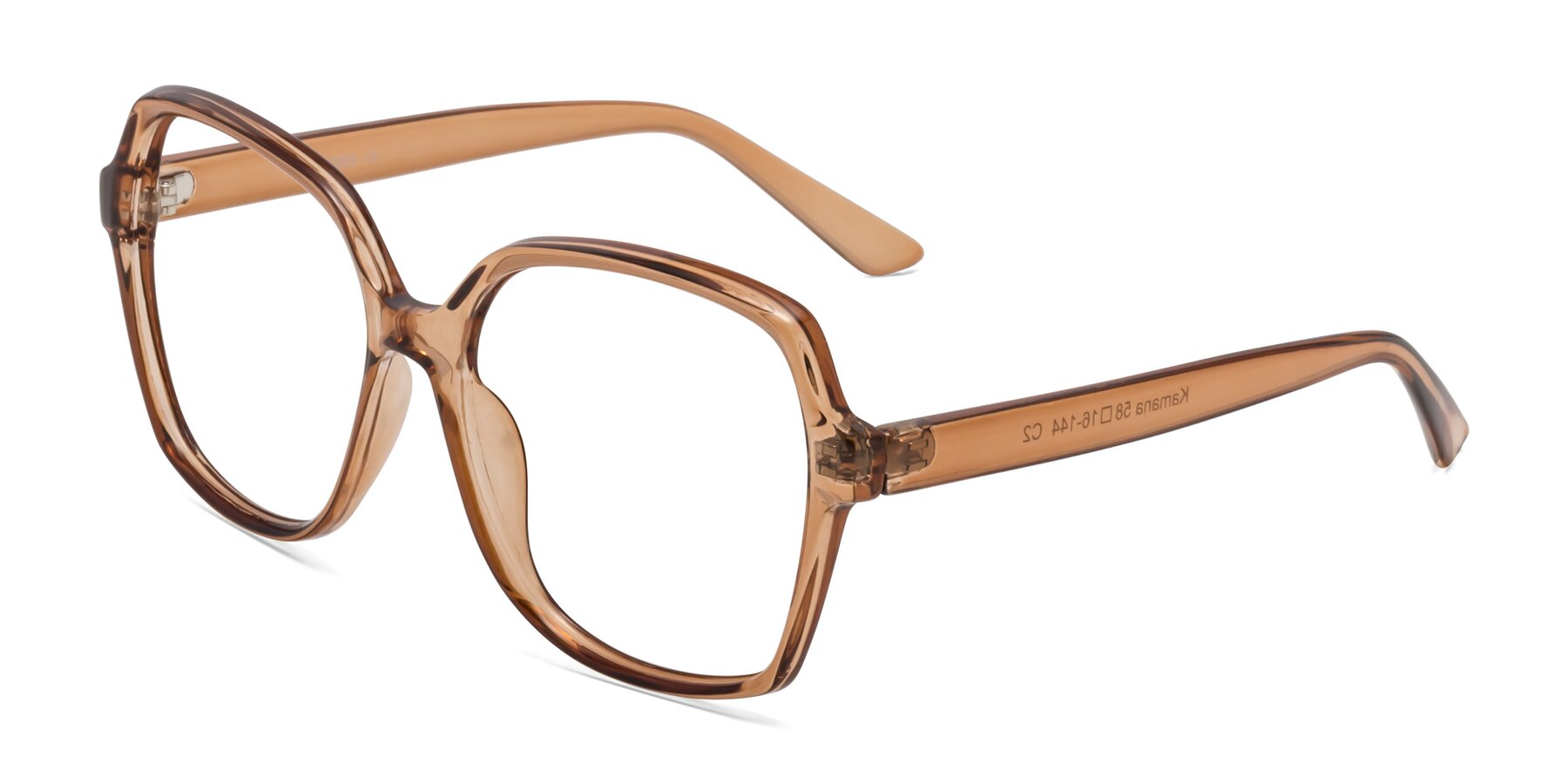 Angle of Kamana in Light Brown with Clear Reading Eyeglass Lenses