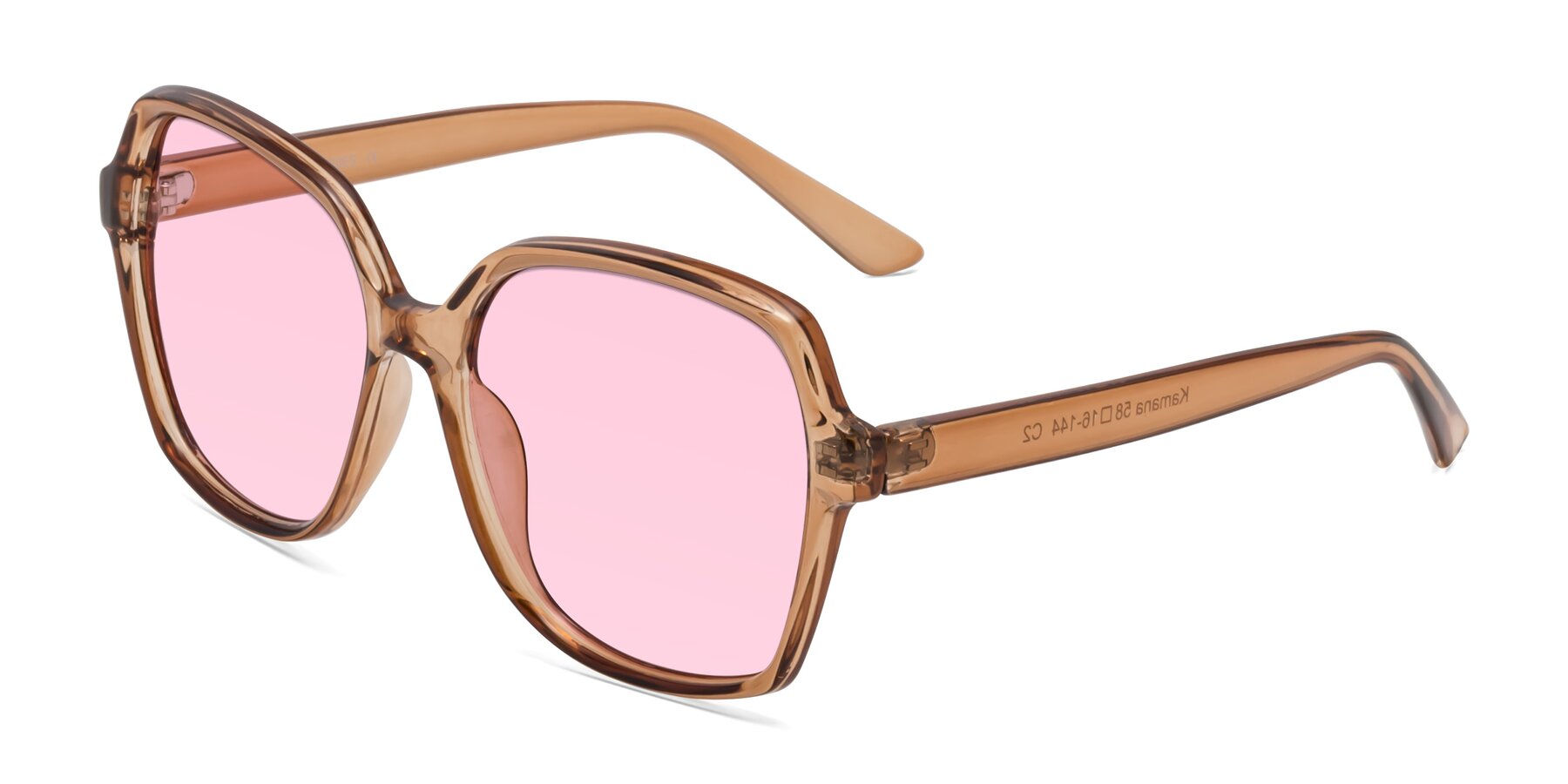 Angle of Kamana in Light Brown with Light Pink Tinted Lenses