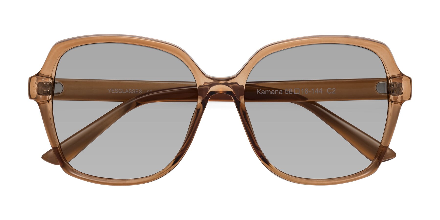 Folded Front of Kamana in Light Brown with Light Gray Tinted Lenses