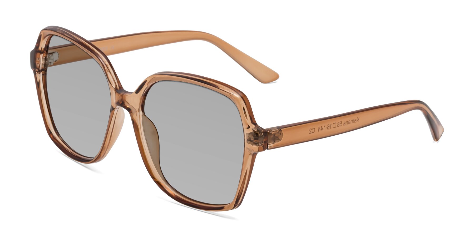 Angle of Kamana in Light Brown with Light Gray Tinted Lenses