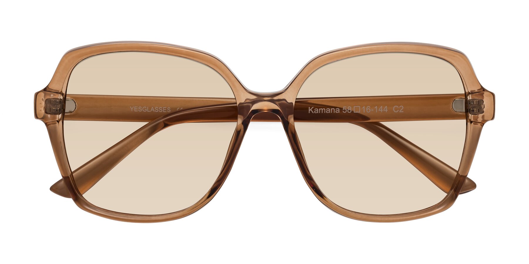 Folded Front of Kamana in Light Brown with Light Brown Tinted Lenses